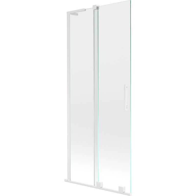 Mexen Velar L vonios ekranas 2 dalių stumdomas 80 x 150 cm, skaidrus, baltas - 896-080-003-01-20