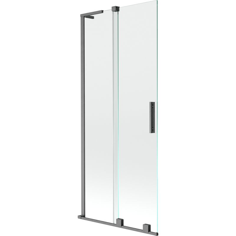 Mexen Velar L vonios ekrano dviejų dalių stumdomos durys 80 x 150 cm, permatomos, šlifuota ginkluotoji pilka - 896-080-003-01-66
