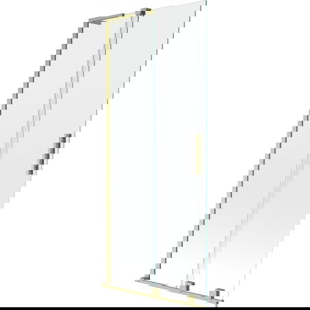 Mexen Velar L dviejų dalių, skaidri, šlifuoto aukso spalvos vonios užuolaida 85 x 150 cm - 896-085-003-01-55