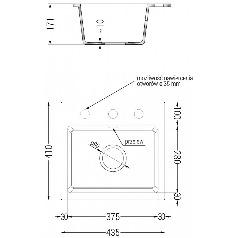 Mexen Milo 1 skyrių granitinė plautuvė su Flora virtuviniu maišytuvu, juoda - 6505-77-670401-07-B