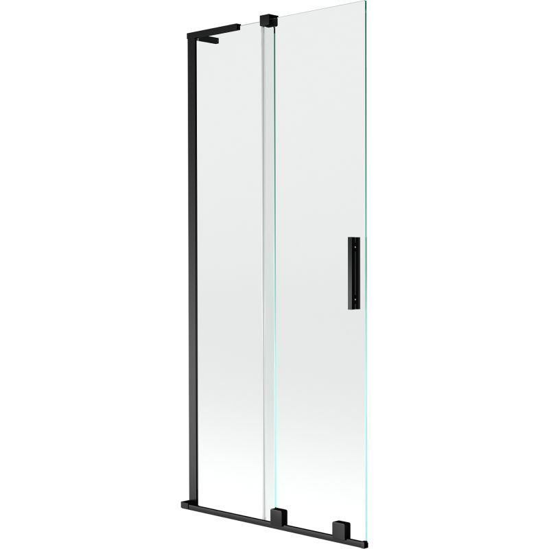 Mexen Velar L vonios uždanga 2 dalių stumdomas 85 x 150 cm, skaidrus, juodas - 896-085-003-01-70