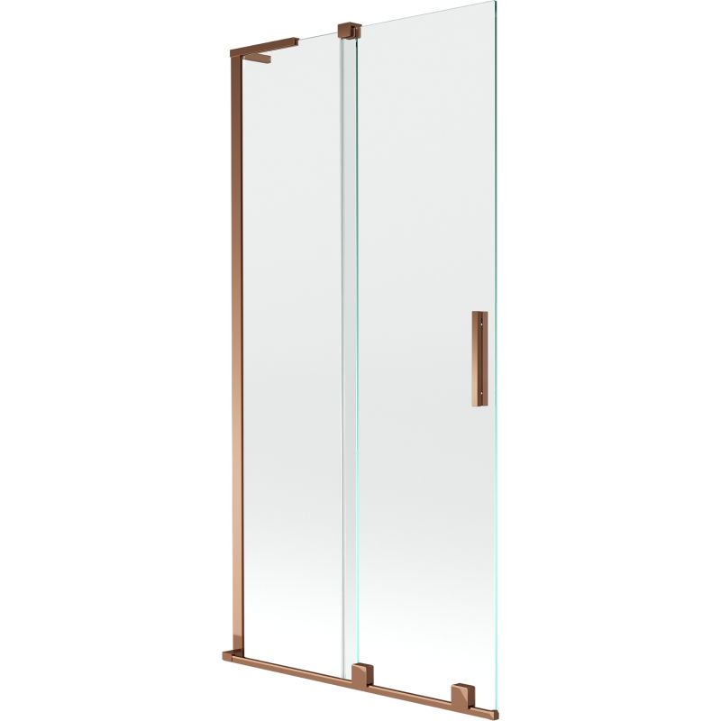 Mexen Velar L vonios pertvara, 2-dalių stumdomos, 90 x 150 cm, skaidri, rožinis auksas - 896-090-003-01-60