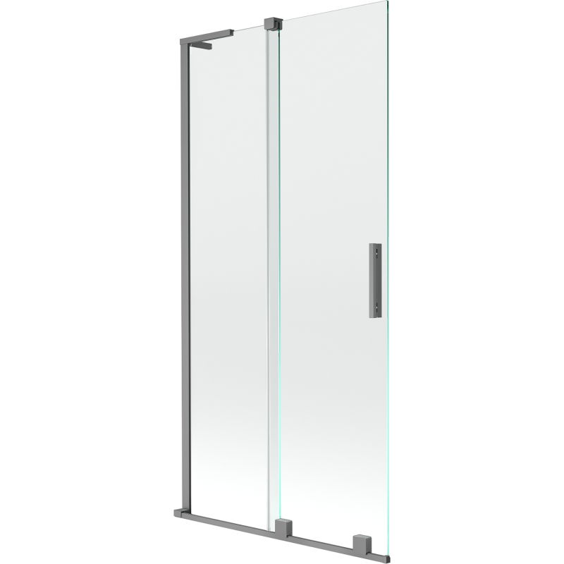 Mexen Velar L vonios ekrano 2-durų slankiojančios durys 90 x 150 cm, permatomas, tamsus metalas - 896-090-003-01-95