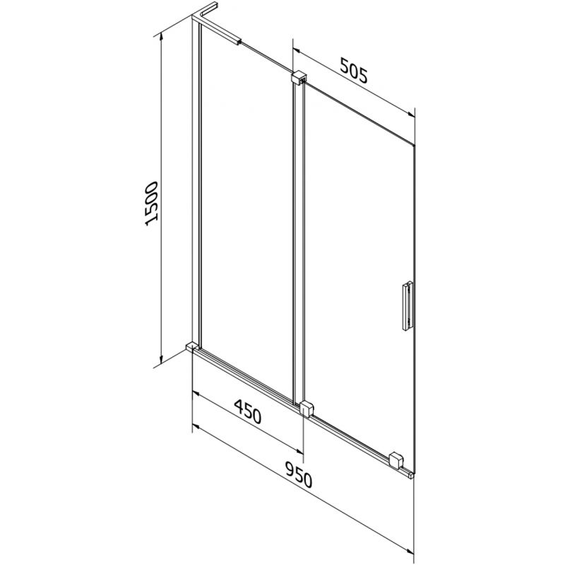 Mexen Velar L vonios ekranas 2-dalių stumdomas 95 x 150 cm, permatomas, rožinis auksas - 896-095-003-01-60