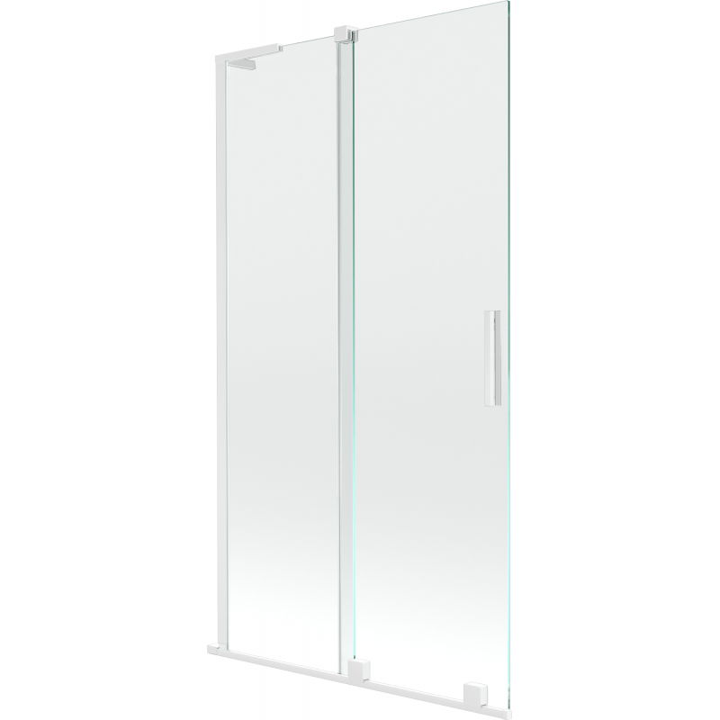 Mexen Velar L vonios uždanga 2-durų stumdoma 100 x 150 cm, permatoma, balta - 896-100-003-01-20
