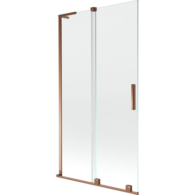 Mexen Velar L vonios širmos 2-jų dalių, stumdomos 100 x 150 cm, skaidrios, rožinis auksas - 896-100-003-01-60