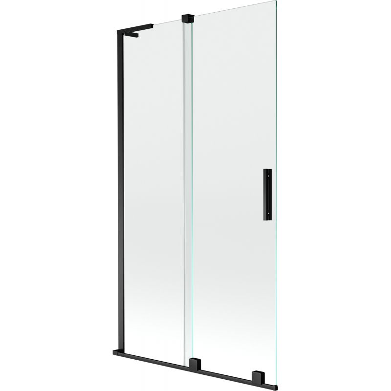 Mexen Velar L vonios kambario ekranas, 2 dalių, stumdomas, 100 x 150 cm, permatomas, juodas - 896-100-003-01-70