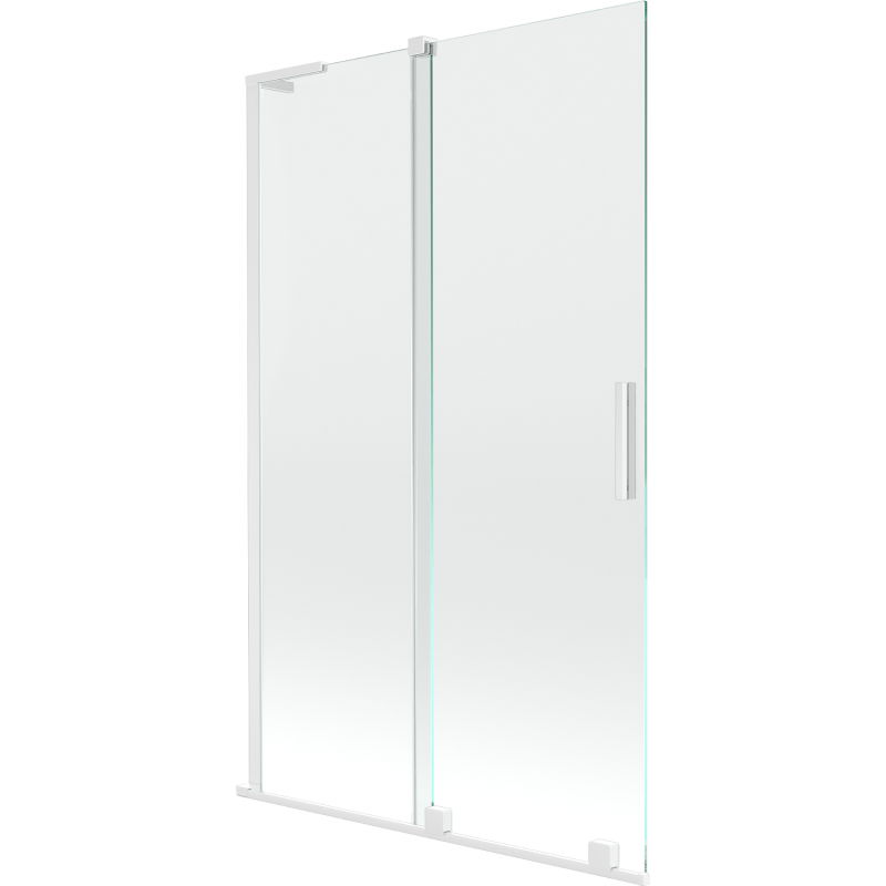 Mexen Velar L vonios sienelė, 2 dalių stumdomas, 110 x 150 cm, skaidrus, baltas - 896-110-003-01-20