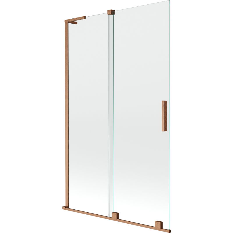 Mexen Velar L 2-jų dalių stumdomas vonios ekranas 110 x 150 cm, skaidrus, šlifuota varinė - 896-110-003-01-65