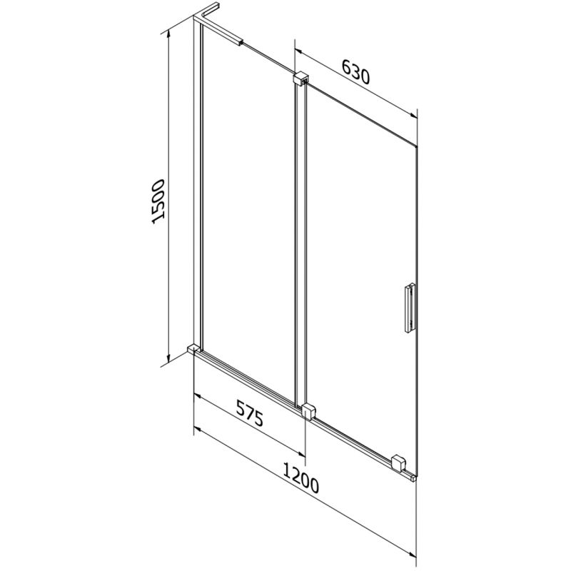 Mexen Velar L vonios ekranas 2-jų dalių, stumdomas 120 x 150 cm, skaidrus, chromas - 896-120-003-01-01