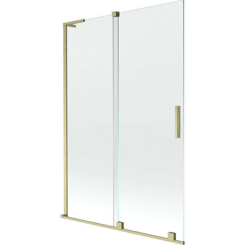 Mexen Velar L vonios uždanga su 2 varstomomis dalimis, 120 x 150 cm, skaidrus, auksinis šlifuotas - 896-120-003-01-55