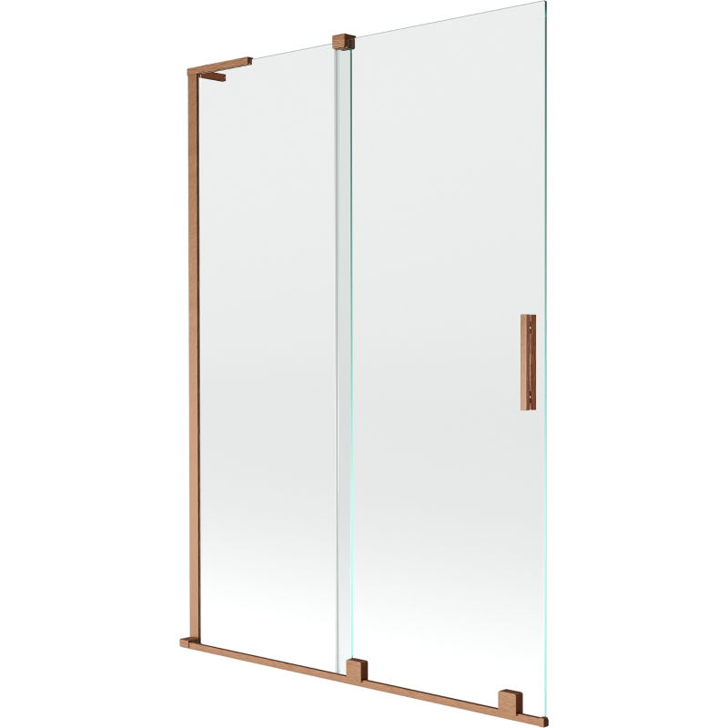 Mexen Velar L vonios ekranas, 2 sparnų stumdomas 120 x 150 cm, skaidrus, šepečiuoti varis - 896-120-003-01-65
