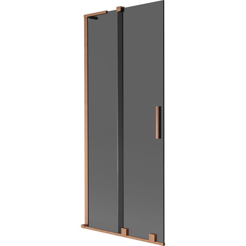 Mexen Velar L vonios sienelė 2-jų durų stumdomos 85 x 150 cm, grafitas, šlifuotas varis - 896-085-003-41-65