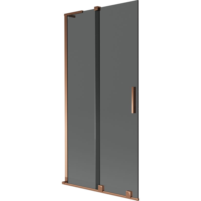 Mexen Velar L vonios ekranas, 2 dalių, stumdomas 90 x 150 cm, grafitas, rožinis auksas - 896-090-003-41-60