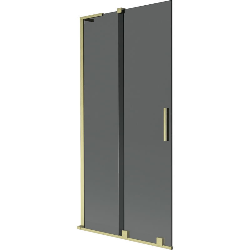Mexen Velar L vonios ekrano antgalis, 2 dalių, slankus 95 x 150 cm, grafitas, auksinis šlifuotas - 896-095-003-41-55