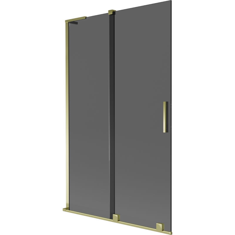 Mexen Velar L dviejų dalių stumdomas vonios ekrano durys 110 x 150 cm, grafitas, auksinis - 896-110-003-41-50