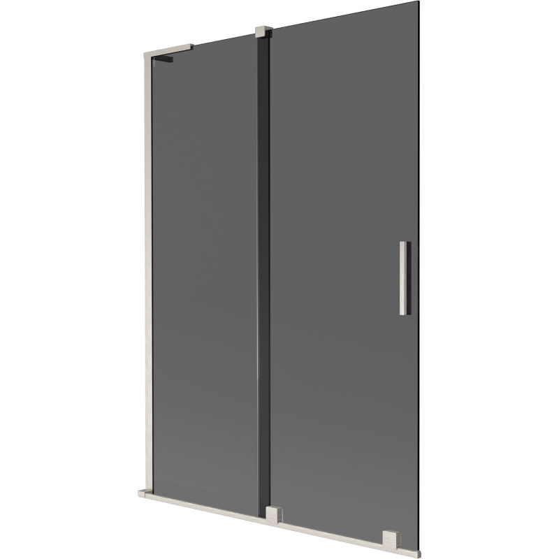 Mexen Velar L vonios ekranas 2 dalių, stumdomas, 120 x 150 cm, grafitas, šlifuotas nikelis - 896-120-003-41-97