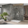 Mexen Omega slanki dušo kabina 130 x 100 cm, permatoma, chromuota + dušo padėklas Flat - 825-130-100-01-00-4010
