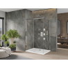 Mexen Omega slanki dušo kabina 130 x 100 cm, permatoma, chromuota + dušo padėklas Flat - 825-130-100-01-00-4010