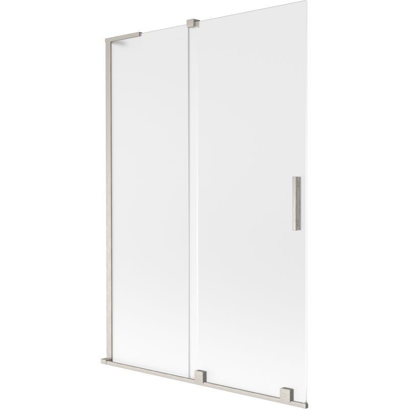 Mexen Velar L vonios ekranas, 2-jų dalių stumdomas 120 x 150 cm, šerkšnas, šlifuotas nikelis - 896-120-003-31-97