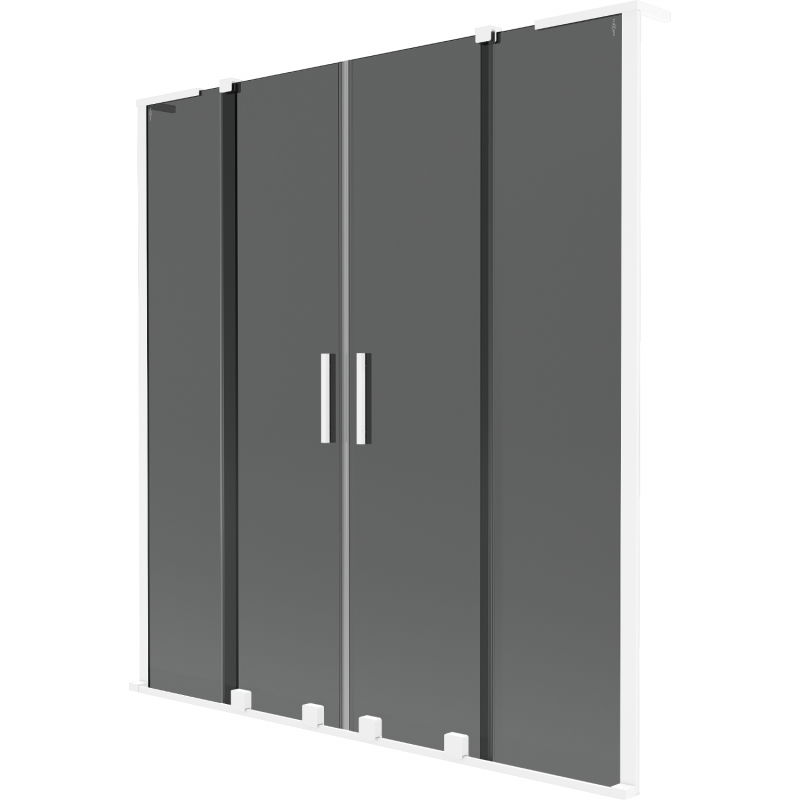 Mexen Velar L Duo vonios karnizas 2 dalių 150 x 150 cm, grafitas, baltas - 896-150-003-42-20