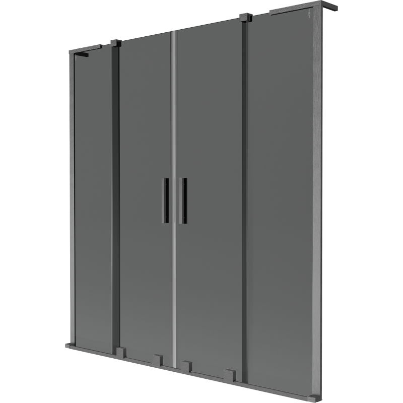 Mexen Velar L Duo vonios sienelė 2-duris stumdomos 150 x 150 cm, grafitas, šefo grūdintas pilkas - 896-150-003-42-66
