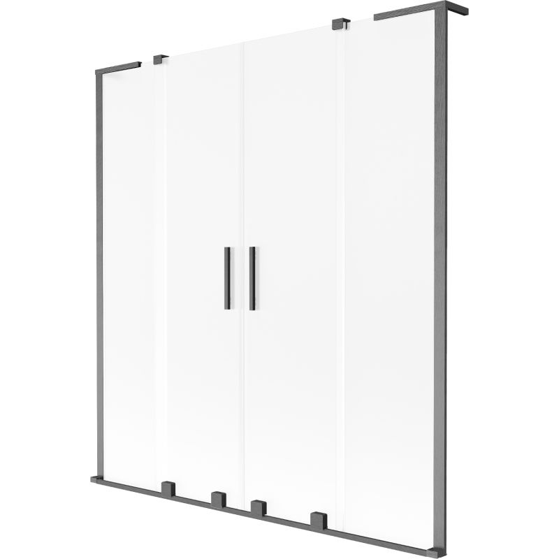 Mexen Velar L Duo vonios ekrano dviejų dalių stumdomas, 150 x 150 cm, matinė, ginklų pilka šepečiuota - 896-150-003-32-66