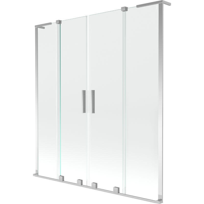 Mexen Velar L Duo dviguba vonios sienelė 2 varčių, stumdoma 150 x 150 cm, permatoma, chromuota - 896-150-003-02-01