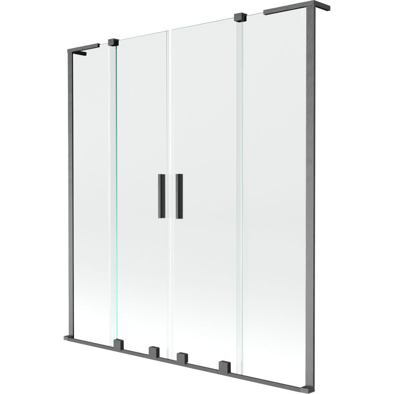 Mexen Velar L Duo vonios sienelė 2 dalių stumdomas 150 x 150 cm, skaidrus, šlifuotas ginklų pilkumas - 896-150-003-02-66