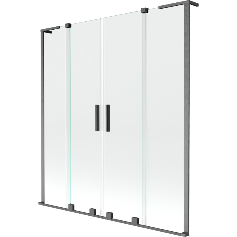 Mexen Velar L Dvigubas stumdomas vonios dviejų dalių ekranas 150 x 150 cm, skaidrus, šlifuotas gun gray - 896-150-003-02-66