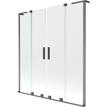 Mexen Velar L Dvigubas stumdomas vonios dviejų dalių ekranas 150 x 150 cm, skaidrus, šlifuotas gun gray - 896-150-003-02-66