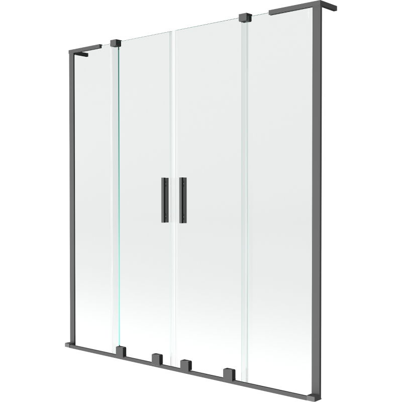 Mexen Velar L Duo vonios ekrano dviejų durų stumdomas 150 x 150 cm, skaidrus, ginkluotas metalas - 896-150-003-02-95