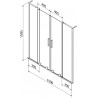 Mexen Velar L Duo dvigubas 2-durų vonios ekranas, stumdomas 150 x 150 cm, skaidrus, šlifuotas nikelis - 896-150-003-02-97