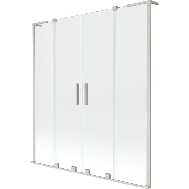 Mexen Velar L Duo dvigubas 2-durų vonios ekranas, stumdomas 150 x 150 cm, skaidrus, šlifuotas nikelis - 896-150-003-02-97