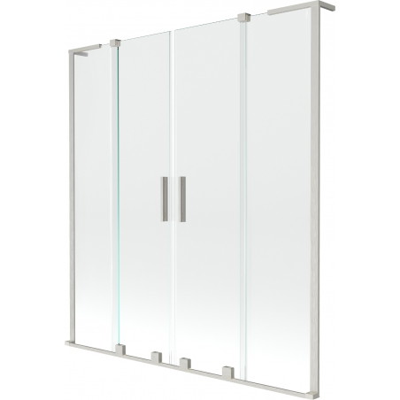 Mexen Velar L Duo dvigubas 2-durų vonios ekranas, stumdomas 150 x 150 cm, skaidrus, šlifuotas nikelis - 896-150-003-02-97