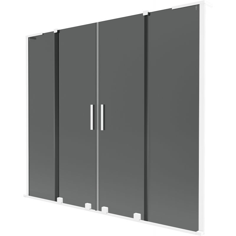 Mexen Velar L Duo vonios ekranas 2-jų dalių stumdomas 180 x 150 cm, grafitas, baltas - 896-180-003-42-20
