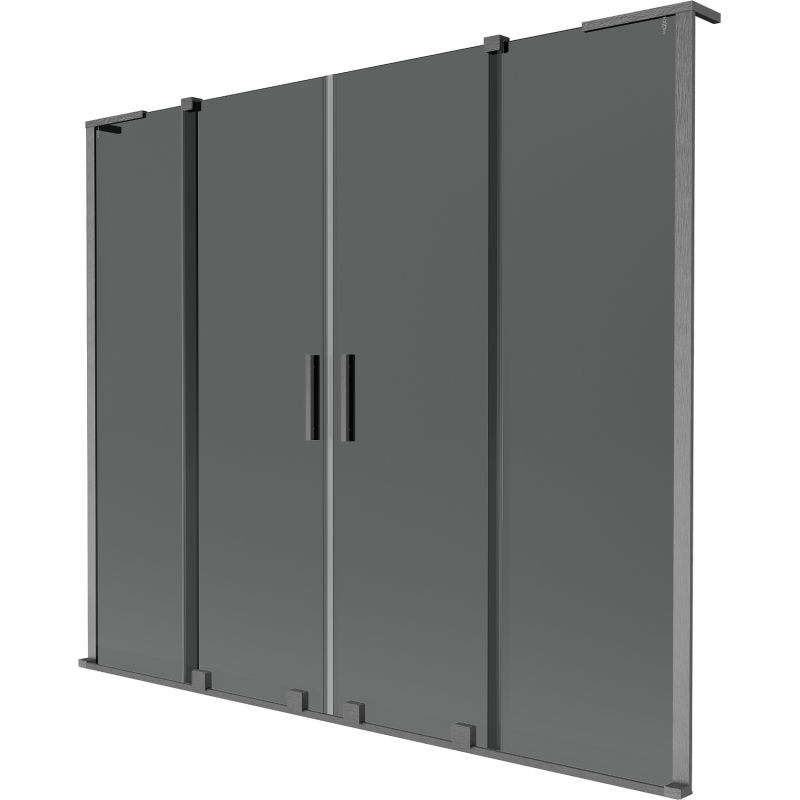 Mexen Velar L Duo vonios sienelė 2-jų dalių slankiojanti 180 x 150 cm, grafitas, šlifuotas šautuvo pilkumo - 896-180-003-42-66