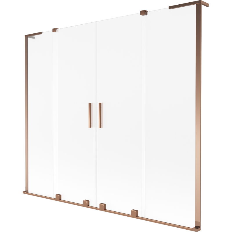 Mexen Velar L Duo vonios ekrano 2 dalių stumdomas 180 x 150 cm, matinės, rožinis auksas - 896-180-003-32-60