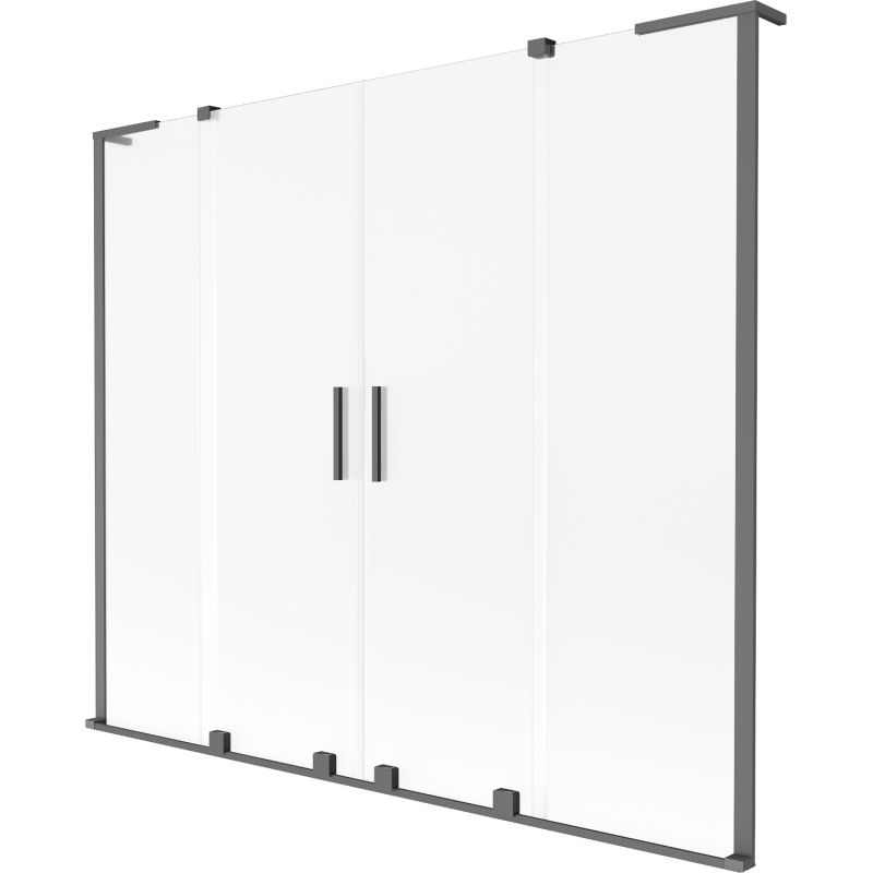 Mexen Velar L Duo dvigubas stumdomas vonios pertvars 180 x 150 cm, matinės, gun metal - 896-180-003-32-95