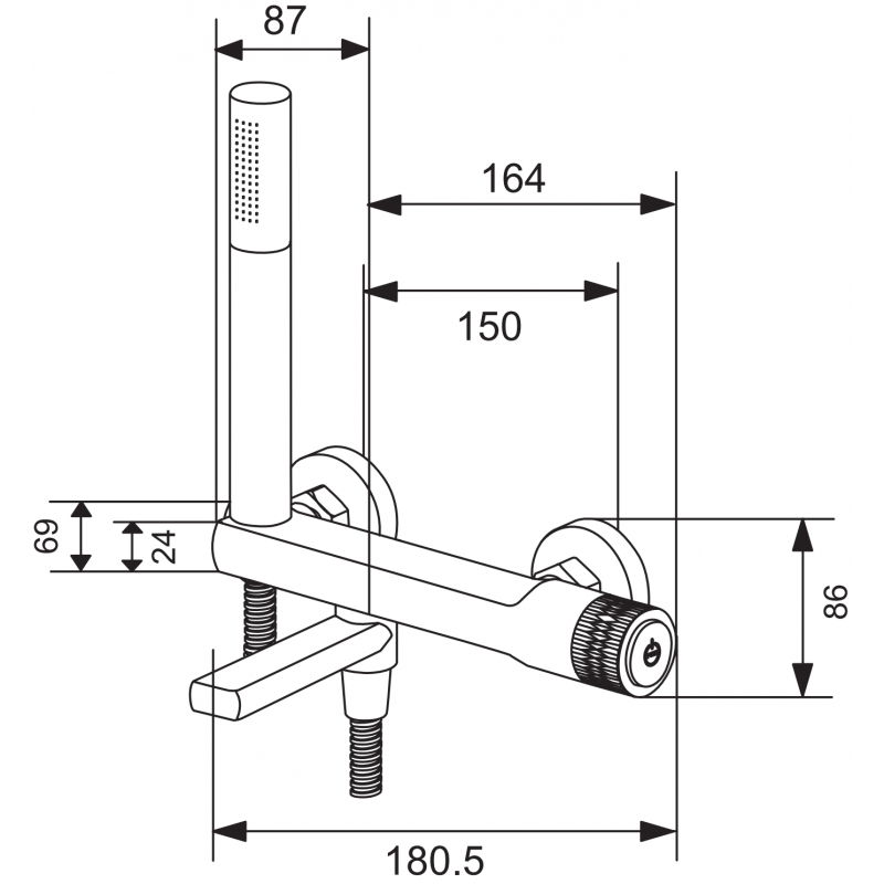 Mexen Diamond vonios čiaupas su dušo komplektu, auksinis - 71530-50