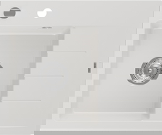 Mexen Ben granitinė vienos kriauklės plautuvė su nusausinimo zona, kairės pusės, 600 x 500 mm, baltas, chromuotas sifonas