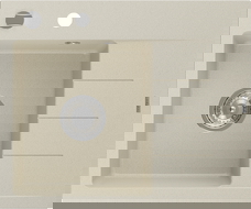 Mexen Ben granitinė vienos kameros plautuvė su nusausintuvu, kairė 600 x 500 mm, smėlinė, chromuotas sifonas