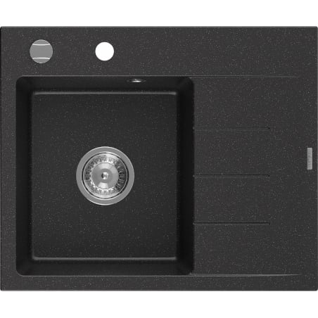 Mexen Ben granitinė virtuvės plautuvė su viena plautuve ir lašeline, kairėje pusėje 600 x 500 mm, juoda/sidabrinis
