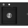 Mexen Ben granitinė vienos kameros plautuvė su lašeline, kairė, 600 x 500 mm, juoda, chromuota sifono - 6522605000-77