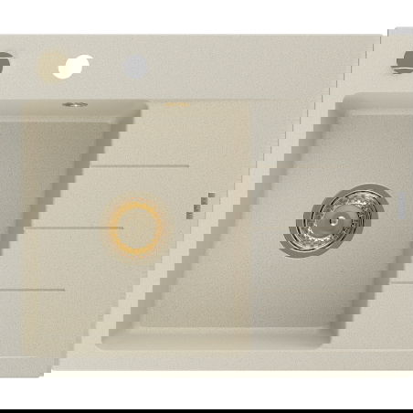 Mexen Ben granitinė virtuvės plautuvė su vienu dubeniu ir nuvarvėjimo zona, kairinė, 600 x 500 mm, smėlio spalvos,