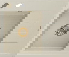 Mexen Ben granitinė virtuvės plautuvė su vienu dubeniu ir nuvarvėjimo zona, kairinė, 600 x 500 mm, smėlio spalvos,