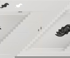 Mexen Ben granitinė vienos kameros plautuvė su džiovykla, kairė 600 x 500 mm, balta, juodas sifonas - 6522605000-20-B