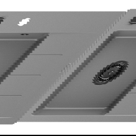 Mexen Ben granito kriauklė su vienu skyriumi ir lašintuvu, kairė, 600 x 500 mm, pilka, juodas sifonas - 6522605000-71-B