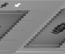 Mexen Ben granito kriauklė su vienu skyriumi ir lašintuvu, kairė, 600 x 500 mm, pilka, juodas sifonas - 6522605000-71-B