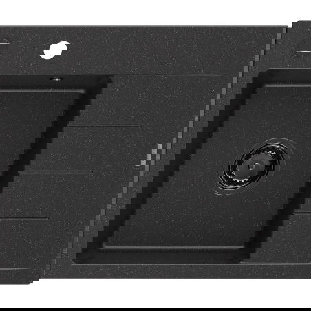 Mexen Ben granitinė vienos kameros plautuvė su nutekėjimu, kairė 600 x 500 mm juoda/sidabrinė metalikas sifonas juodas